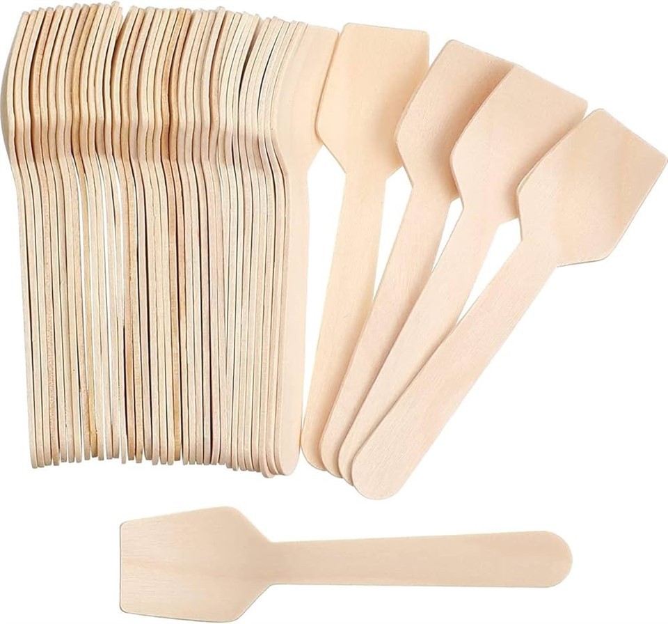 small disposable wooden spoons